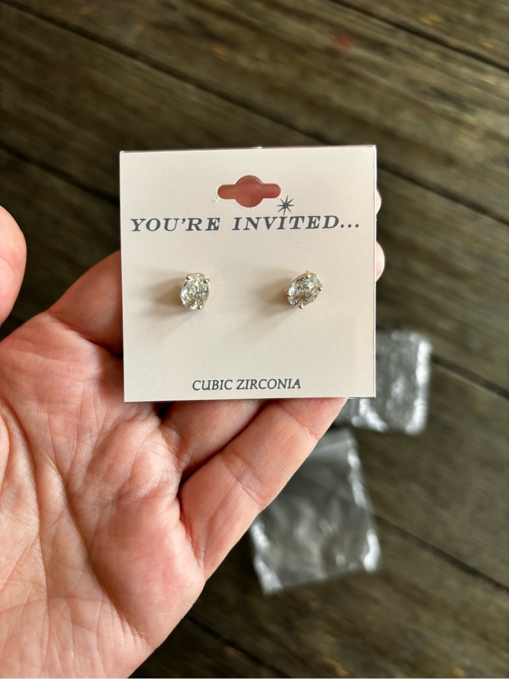 You’re Invited Cubic Zirconia Oval Stud Earrings - Clear/Silver